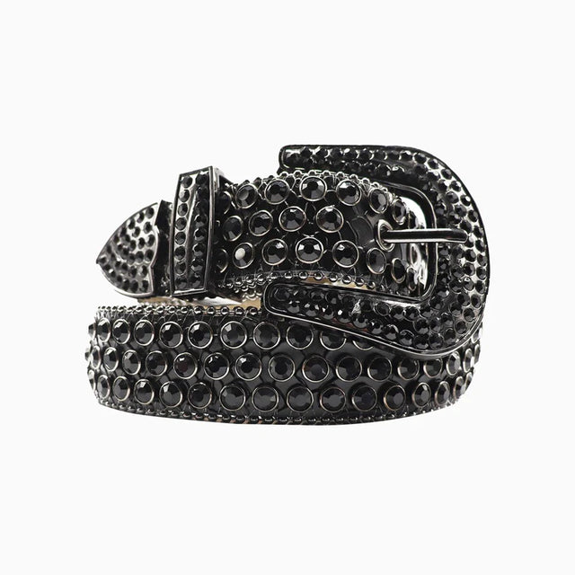 DNA Belt - Black Alligator Skin With Black Stones