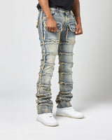 EV STACKED PATCH WORK DENIM JEANS