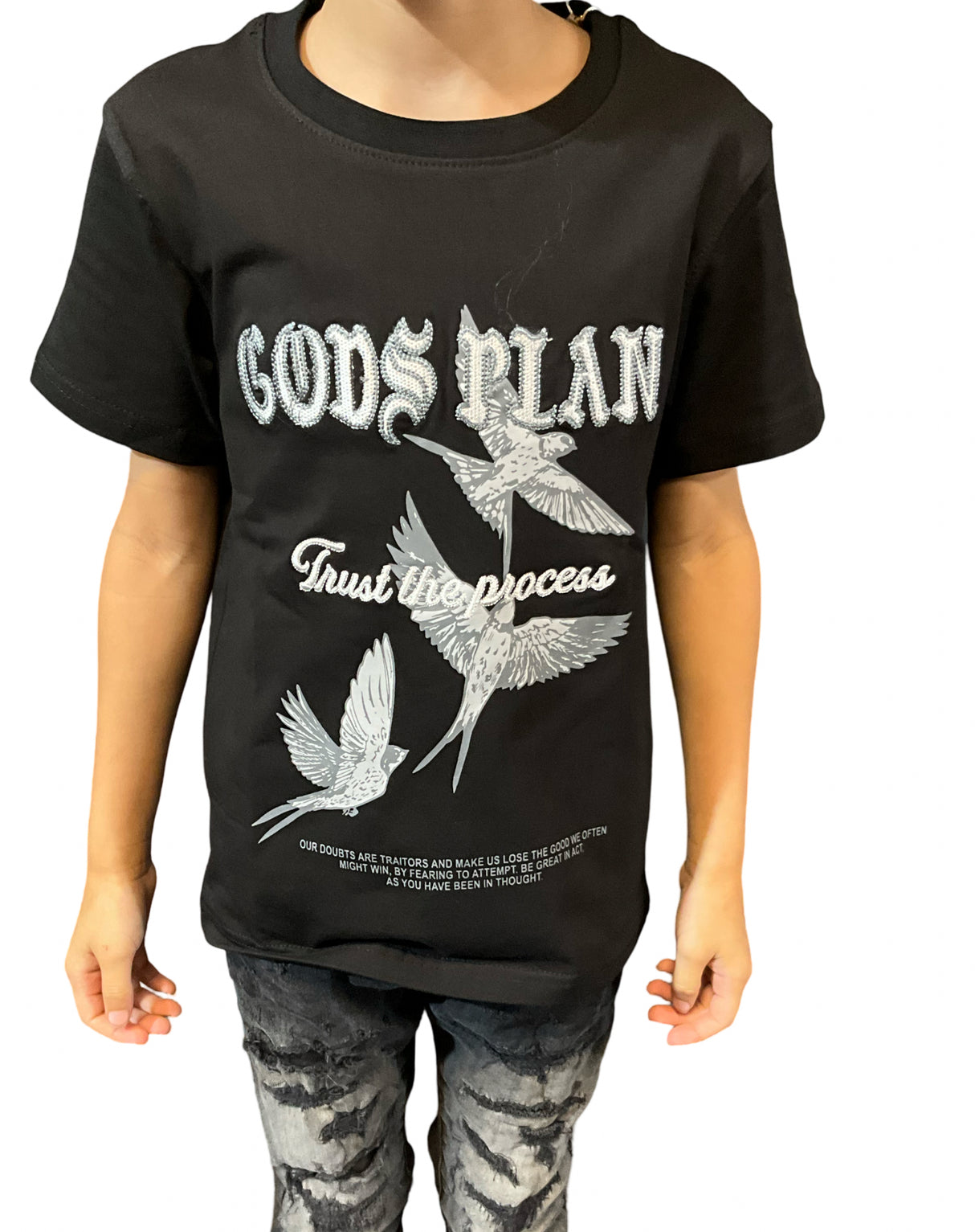 Focus Kids T Shirt Gods Plan Applique Multi Colors