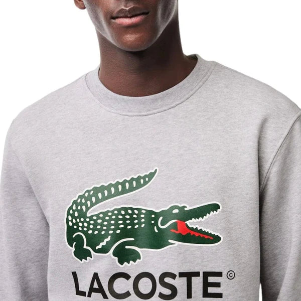 LACOSTE MEN'S CLASSIC FIT COTTON FLEECE SWEATSHIRT GREY