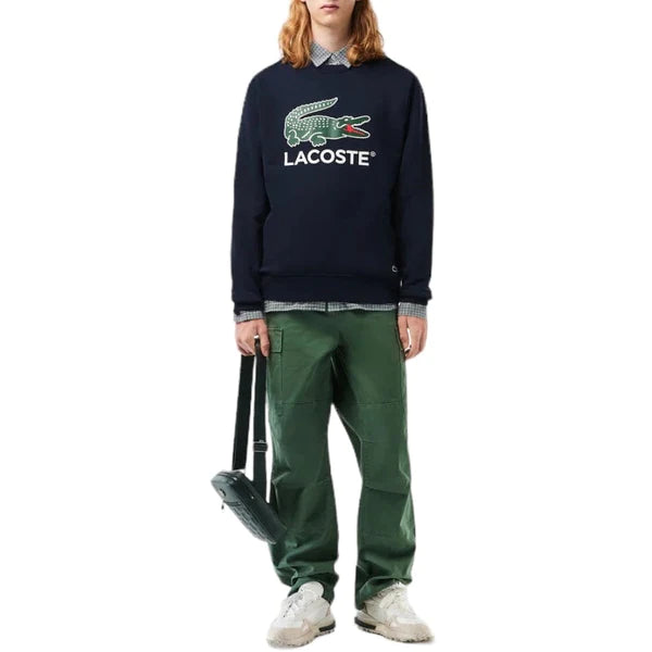 LACOSTE MEN'S CLASSIC FIT COTTON FLEECE SWEATSHIRT NAVY