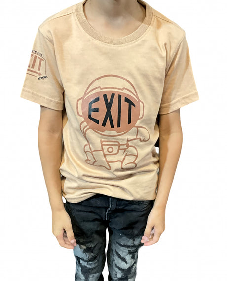Exit - Kids T Shirt- Robot - Khaki