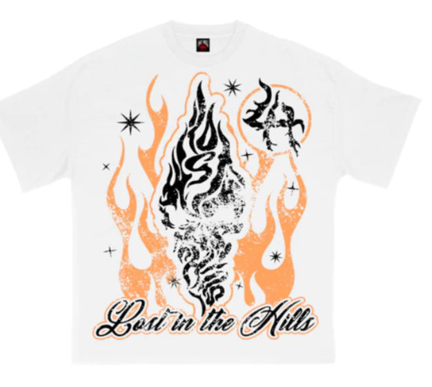 Lost Hills - T Shirt - White - Orange