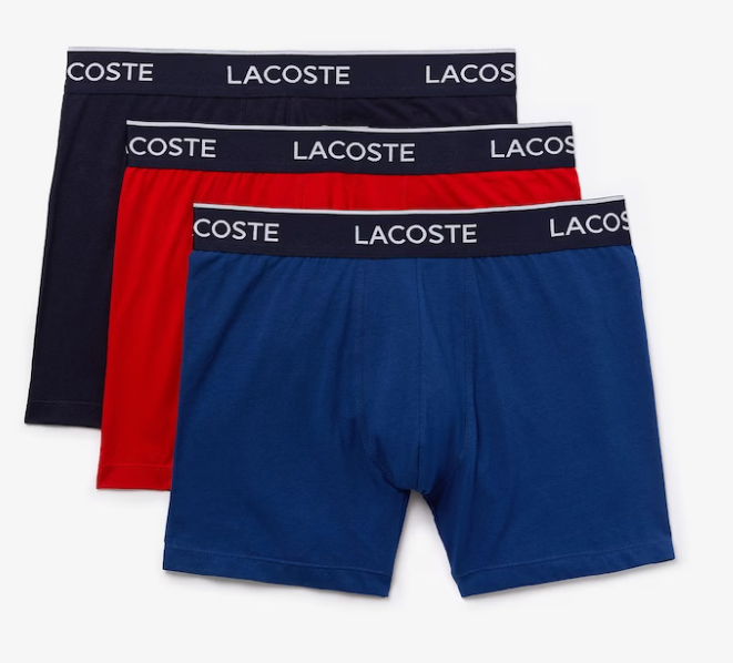 LACOSTE MEN’S LONG STRETCH COTTON BOXER BRIEF 3-PACK