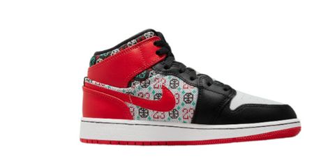 Jordan 1 - Grade School -White University - Red / Black