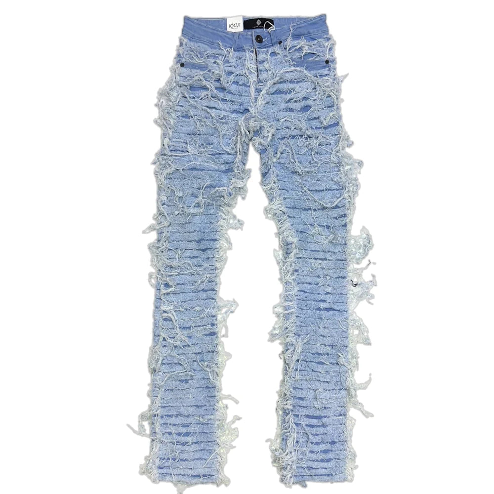 Focus - Jeans - Fuzzy Stacked - Ice Blue