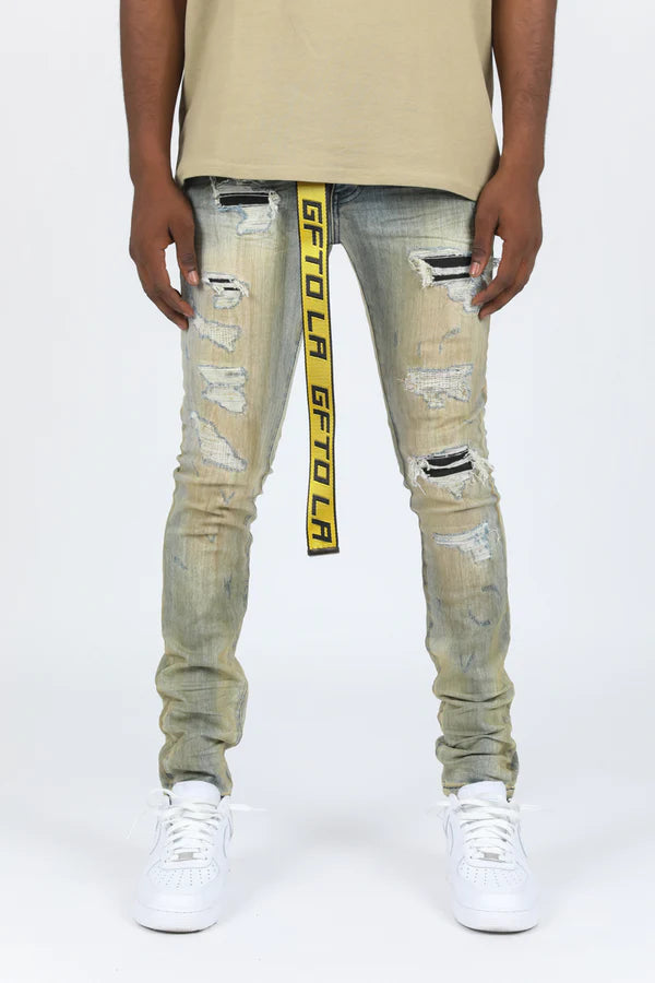 GFTD - Jeans- Scotty Blue- Yellow Belt