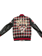 Pro Standard Chicago Bulls Pro Prep Rib Plaid Wool Varsity Jacket - Red / Black