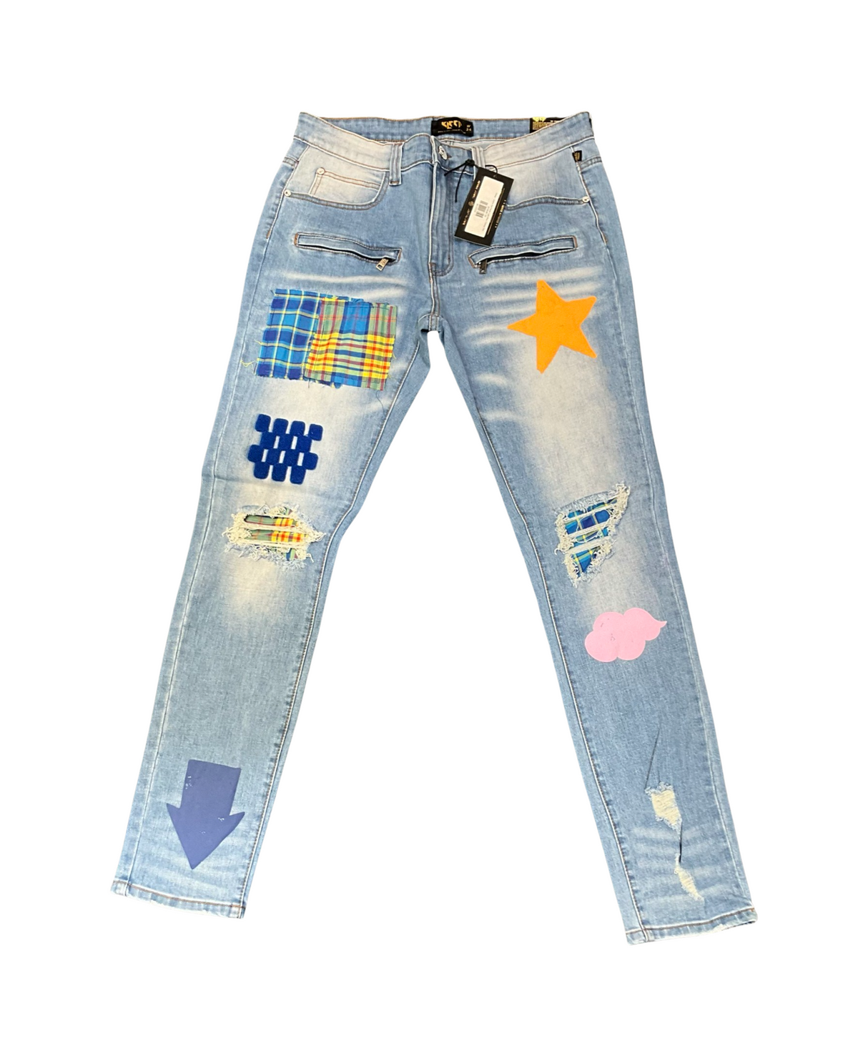 Kleep - Jeans Set Pants- Light Blue / Orange Star