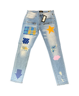 Kleep - Jeans Set Pants- Light Blue / Orange Star