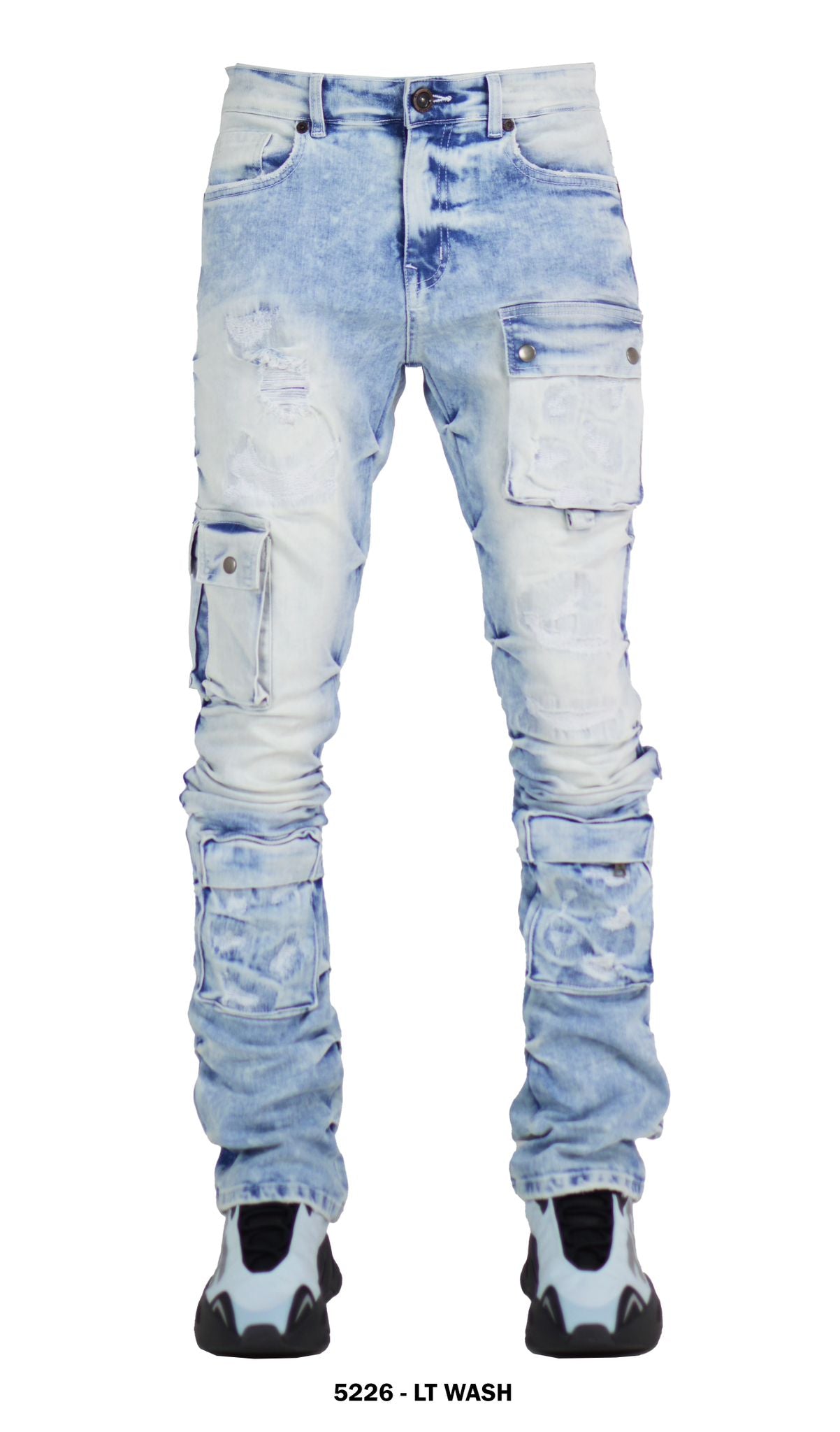 FOCUS CARGO DISTRESSED STACKED JEANS MULTI COLORS