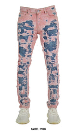 Focus - Slim Fit Stacked Jeans - Patch Work Multi Colors