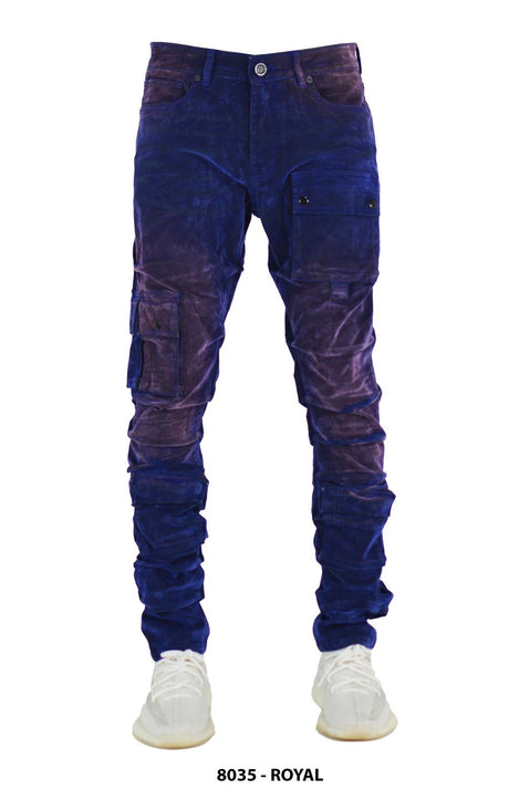 FOCUS CARGO FLOCKED STACKED JEANS MULTI COLORS