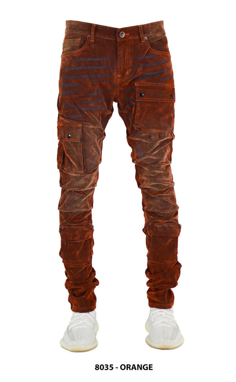 FOCUS CARGO FLOCKED STACKED JEANS MULTI COLORS