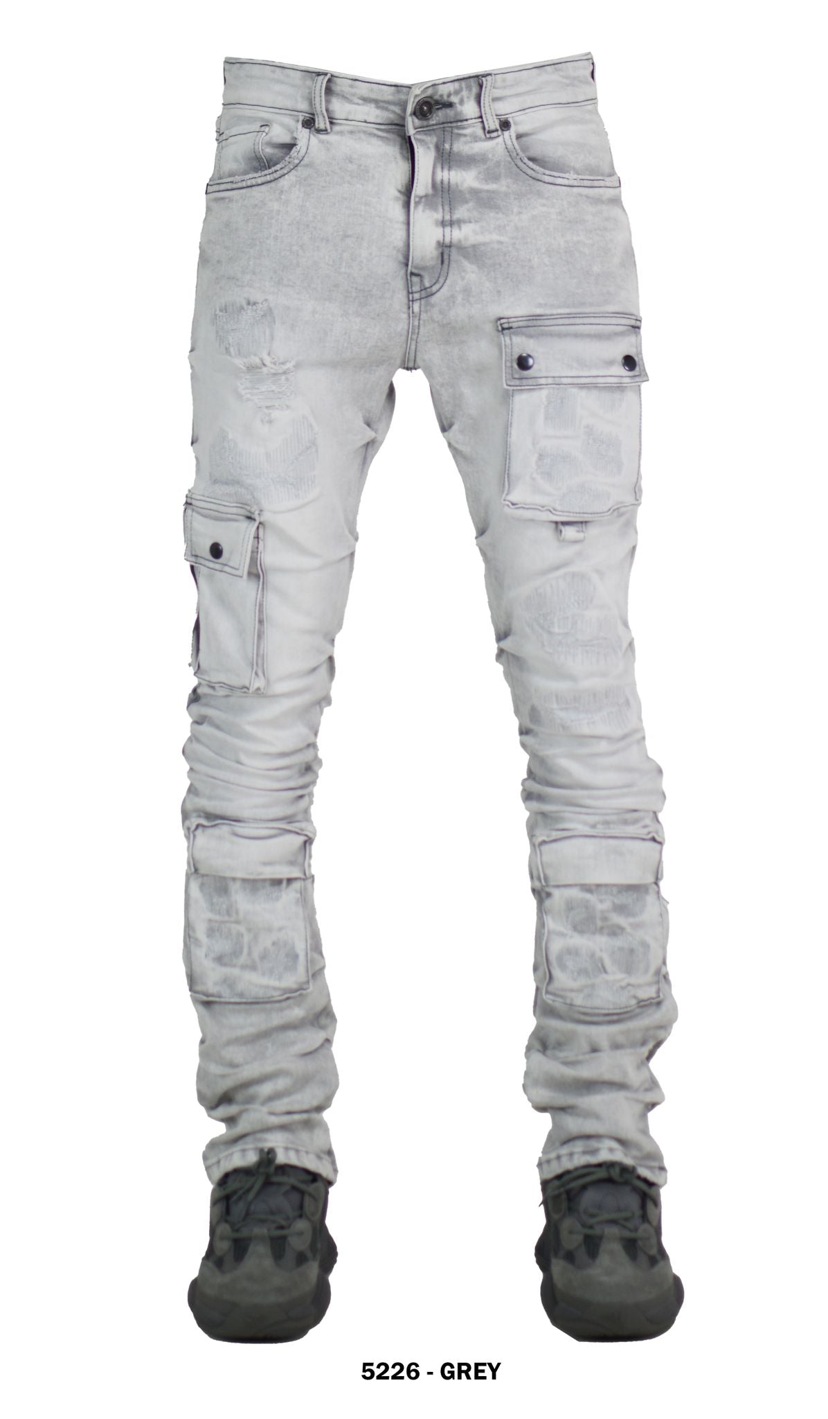 FOCUS CARGO DISTRESSED STACKED JEANS MULTI COLORS