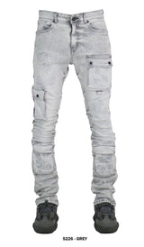 FOCUS CARGO DISTRESSED STACKED JEANS MULTI COLORS