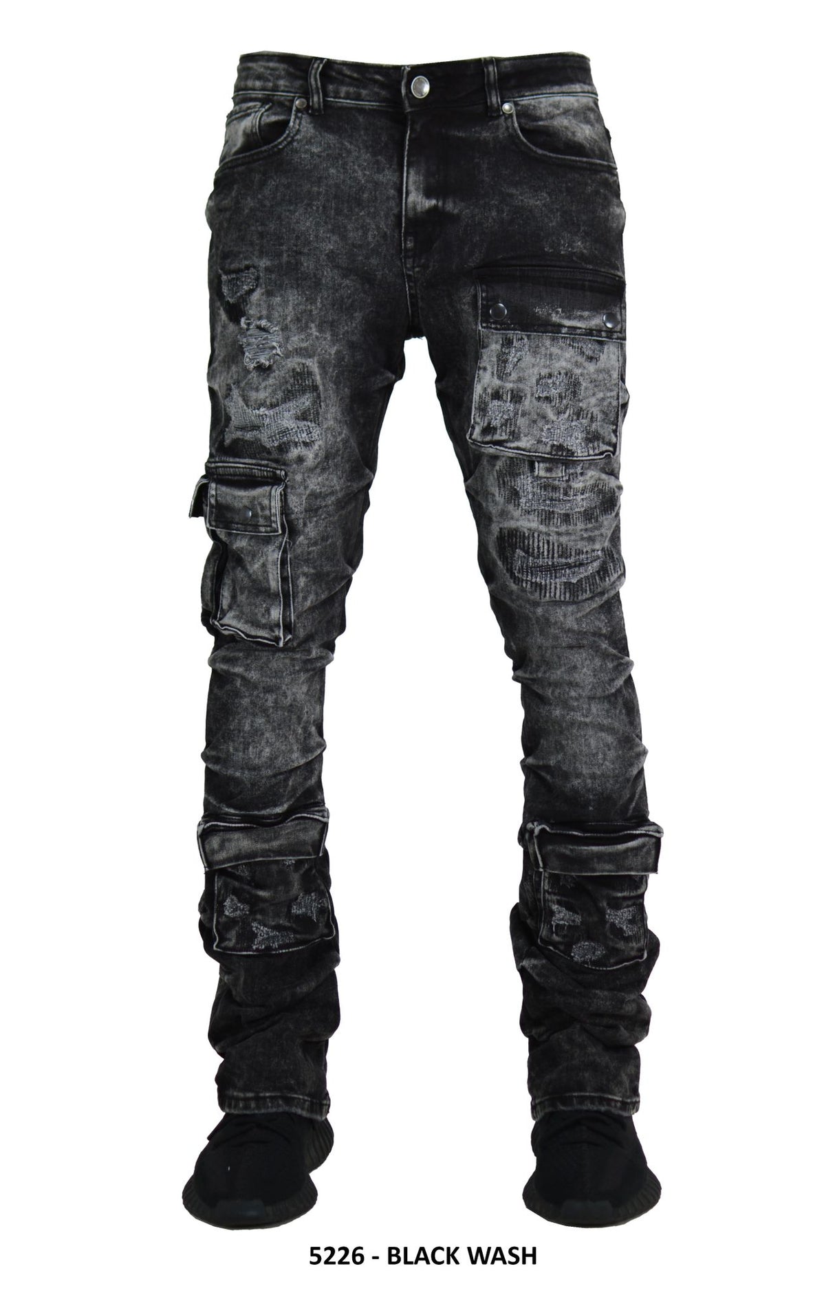 FOCUS CARGO DISTRESSED STACKED JEANS MULTI COLORS