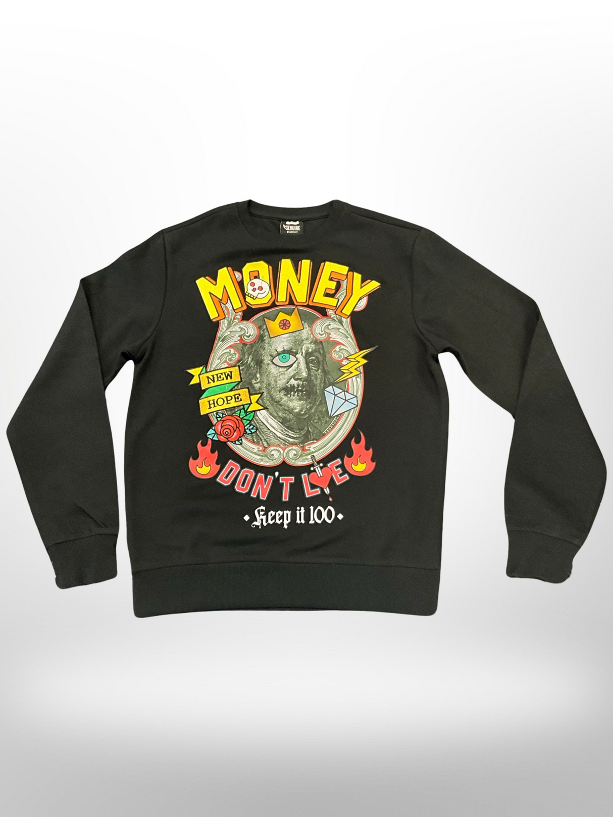 Genuine -Shirt- Long Sleeve- Money- Black/Multi