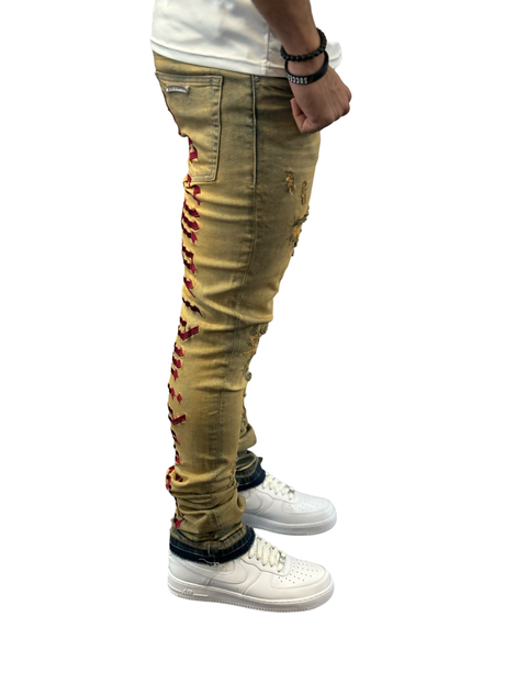 DNA - Stacked Jeans - DNA Worldwide - Blue / Burgundy