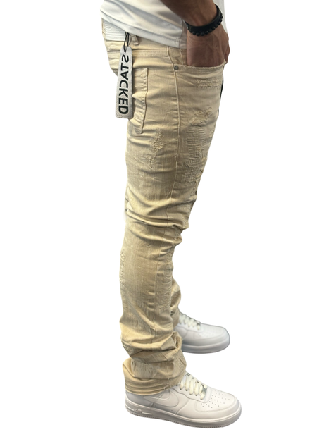 Jordan Craig - Stacked Cream Jeans