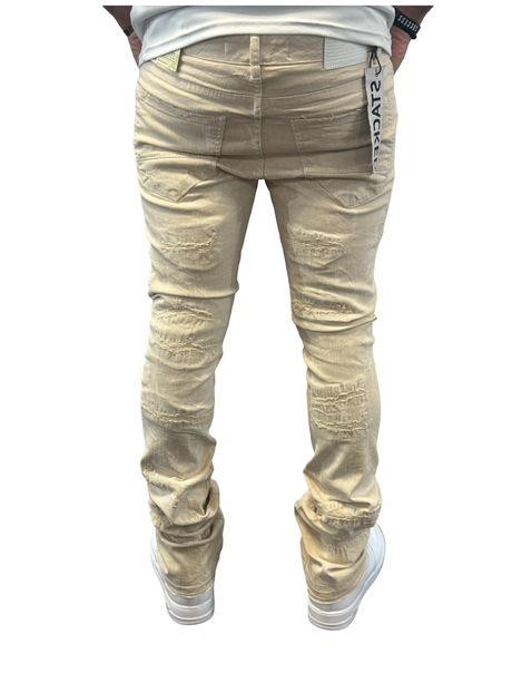 Jordan Craig - Stacked Cream Jeans