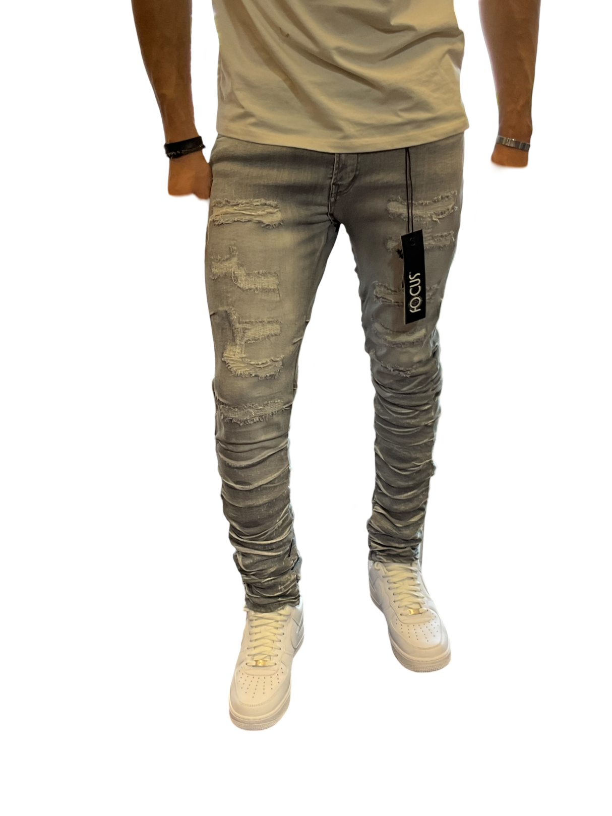 Focus - Jeans - Skinny Stacked - L Grey