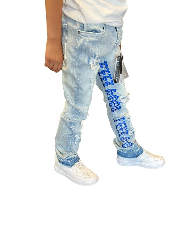 Focus - Kids Jeans - Feel Good Stacked - LT Wash / Navy