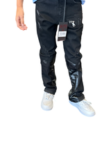 Elite Kids Black Denim Jeans with Leather Trim | Trendy & Durable