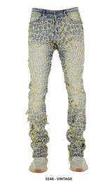 FOCUS RHINESTONE STACKED JEANS MULTI COLORS