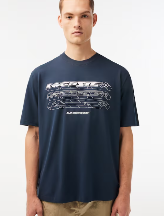 LACOSTE MEN’S LOOSE FIT ORGANIC COTTON PIQUÉ T-SHIRT NAVY