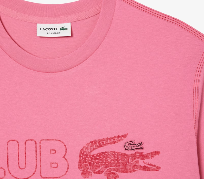 LACOSTE MEN’S VINTAGE PRINT ORGANIC COTTON T-SHIRT PINK