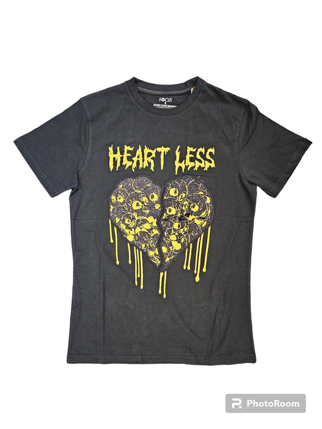 Focus Heartless Applique Shirt Black Yellow