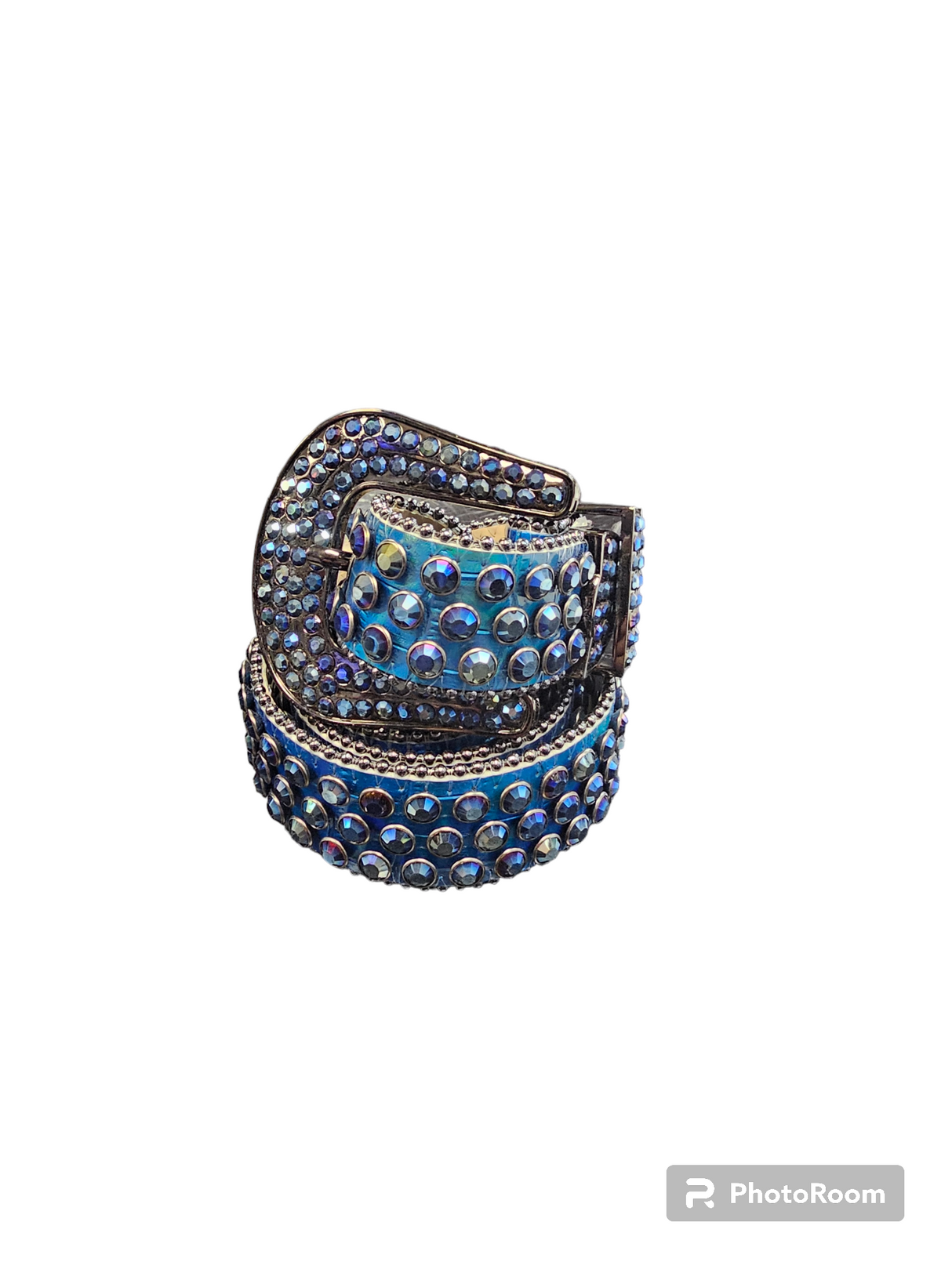 DNA Belt Blue Leather with Royal Stones