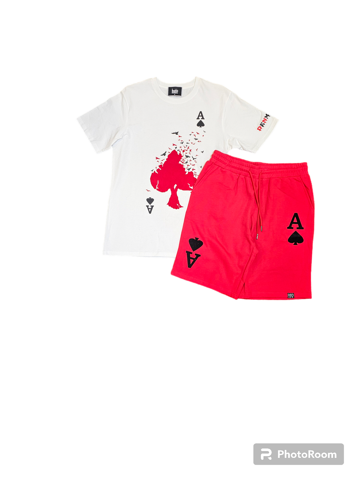 Denim City - Men Short Set - Aces Flying - White / Red