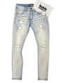 DENIM CITY SKINNY RIP JEANS LIGHT BLUE WASH PAINTED