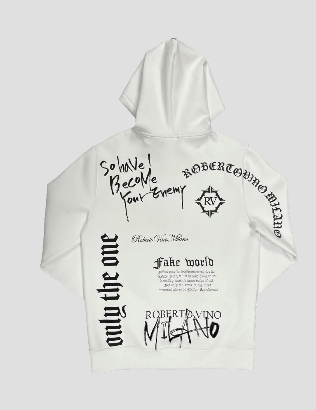 ROBERTO VINO MILANO FAKE WORLD HOODIE WHITE