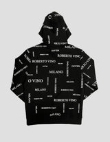 ROBERTO VINO MILANO ALL OVER LOGO HOODIE BLACK