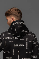 ROBERTO VINO MILANO ALL OVER LOGO HOODIE BLACK