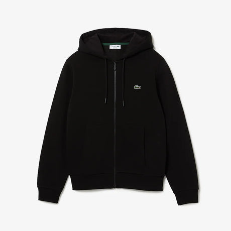 LACOSTE MEN'S FLEECE ZIP-UP HOODIE BLACK