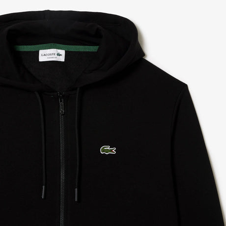 LACOSTE MEN'S FLEECE ZIP-UP HOODIE BLACK