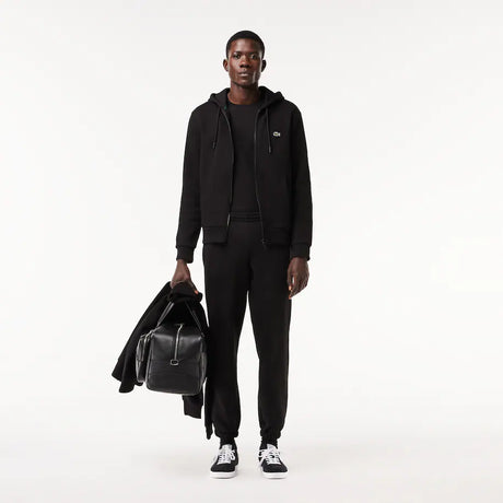 LACOSTE MEN'S FLEECE ZIP-UP HOODIE BLACK