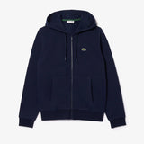 LACOSTE MEN'S FLEECE ZIPPED HOODIE NAVY