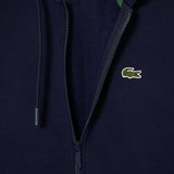 LACOSTE MEN'S FLEECE ZIPPED HOODIE NAVY