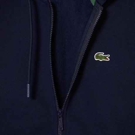 LACOSTE MEN'S FLEECE ZIPPED HOODIE NAVY