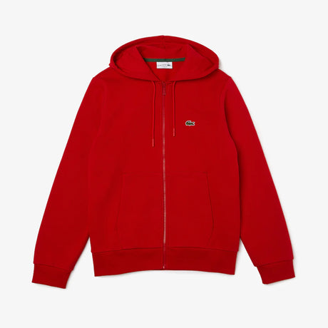 LACOSTE MEN'S FLEECE ZIPPED HOODIE RED