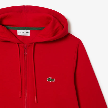 LACOSTE MEN'S FLEECE ZIPPED HOODIE RED