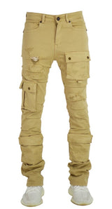 FOCUS CARGO DISTRESSED STACKED JEANS MULTI COLORS