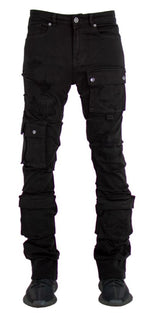 FOCUS CARGO DISTRESSED STACKED JEANS MULTI COLORS