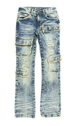 MAKOBI KIDS CESARE CARGO STACKED JEANS MULTI COLORS