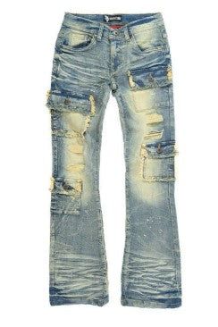 MAKOBI KIDS CESARE CARGO STACKED JEANS MULTI COLORS